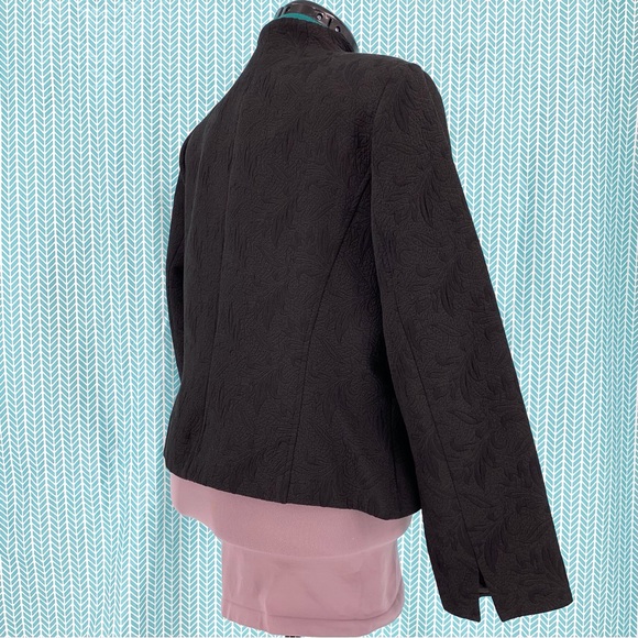 Studio by Liz Claiborne Petite Black Floral Jacquard Open Front Blazer, 16 - Picture 6 of 16